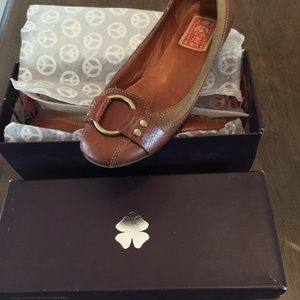 Lucky Brand Leather and Suede Flats  with Buckle